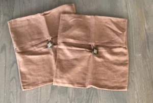 2 Pc Pottery Barn Big Button Pillow Cover Brown 18" x18” - Picture 1 of 3