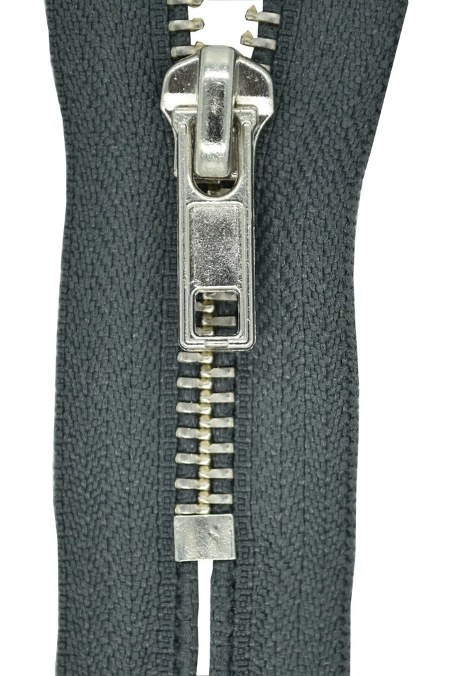 Grau Metall Reißverschluss silberner Kette 5 mm von 16 - 150 cm nicht teilbar