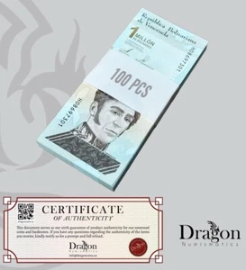 Venezuela 1 Million Bolívars Soberano x 100 PCS UNC Bundle, 2020 (2021) P-NEW - Picture 1 of 8