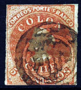 CHILE 1857 5c COLON ESTANCOS IMPRESIÓN Chile #9 Scott #9 SG 18/22 Marca de Agua 2 - Imagen 1 de 2