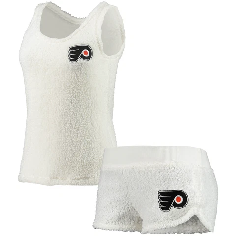 Women's Concepts Sport Cream Philadelphia Flyers Fluffy Sherpa Tank Top & Shorts Cover