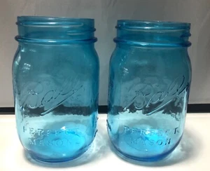 Ball PERFECT MADON Lot 2 Gläser BLAU Pint 1913-1915 Made in USA - Bild 1 von 5