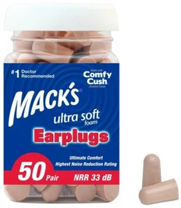 Macks Mack's Ultra Soft Foam Earplugs 50 Pair 33dB Highest Protection - Picture 1 of 4