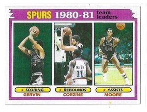 1981-82 TOPPS TEAM LEADERS GERVIN CORZINE MOORE #62 SAN ANTONIO SPURS VG-EX - Picture 1 of 2