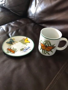 4” Mug & Saucer National Wildlife Federation Orange AMERICAN BUTTERFLY - Picture 1 of 2