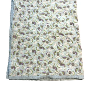 Vintage Hand Crafted Quilted Twin 72x88 Japanese Fan Blue Quilt - Picture 1 of 9