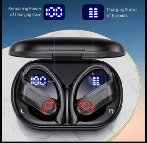 120 Hour Ultra Long Battery Life Sports Wireless Earbuds BT5.3 Headphone Hanging - Picture 1 of 8