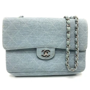 CHANEL CC Matelasse25 Single Chain fashion accessory Shoulder Bag Jersey blue - Picture 1 of 11
