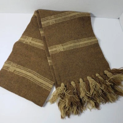 Vintage The Wenchman by Himalaya 100% Shetland Wool Brown & Tan Scarf - Image 1 of 4