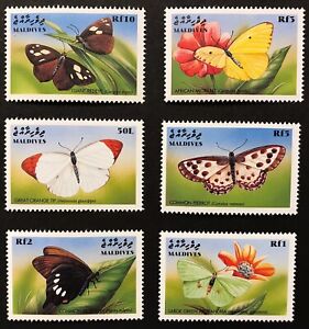 MALDIVES BUTTERFLY STAMPS SET 6V 1999 MNH BUTTERFLIES NATURE WILDLIFE FLOWERS