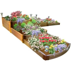 Frame It All Raised Garden Bed 12'x12'x 22"-1" Profile Split Waterfall Tri-Level - Picture 1 of 4