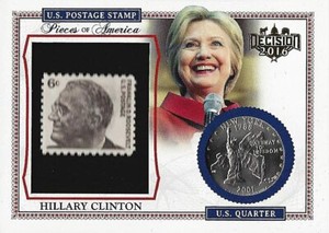 HILLARY CLINTON Decision 2016 PIECES OF AMERICA (6 Cent FDR Stamp) Coin Card 