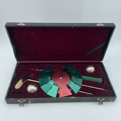 Vintage Desktop Golf Game Set Brass Putter Balls Japan Made Case Executive Gift - Image 1 of 4
