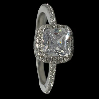 Anello da signora/ragazza argento925 rodiato italiano zirconi brillanti naturali - Immagine 1 di 4