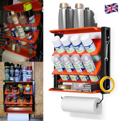 NISORPA Spray Paint Lube Can Wall Storage Holder Rack Organizer Metal Shelf Van Garage