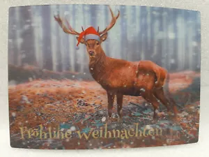 Cartolina 3D lenticolare cervo di Natale di Schoening Verlag, nuova - Foto 1 di 1