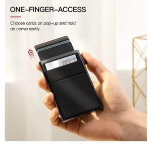 Men's Ultra Slim Aluminum Wallet | Pop-Up RFID Blocking Card Holder with Money  - Picture 1 of 6
