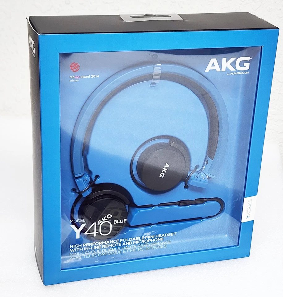 AKG Y40 Mini Auriculares On-Ear con Control Remoto/Micrófono y Cable Desmontable, Azul Foto 1 de 4