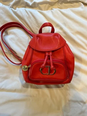 vintage christian dior red mini leather backpack - Image 1 of 4