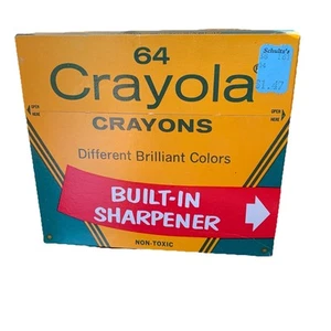 Vintage Crayola Crayons 64 Box W/Sharpener & Retired Colors Unused Sealed - Picture 1 of 8