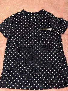 Lauren by Ralph Lauren Damen Gr. Small gepunktetes Top dunkelblau - Bild 1 von 4