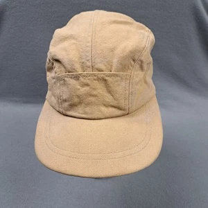 Vintage J Crew Canvas 5 Panel Pocket Hat Cap Mens Size Medium Tan Union Made USA - Picture 1 of 17