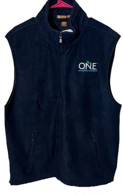 Men’s XL Harriton Blue Fleece Full Zip “One/Pepsi” Logo Vest - Image 1 of 4