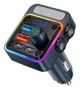 54W Bluetooth 5.3 Auto Adapter mit 4 Ladeanschlüssen Wireless Radio FM Transmitter - Bild 1 von 5