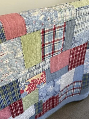 Edredón Pottery Barn Kids TWIN Island Surf Aloha rosa hawaiano 100 % algodón 70x84 Foto 1 de 4