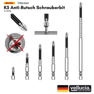 K5 Anti-Rutsch Schrauberbit Set PH2 | magnetisch & schlagfest für Akkuschrauber - Bild 1 von 6