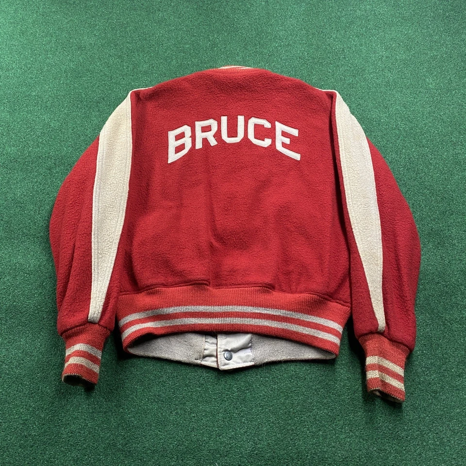 Chaqueta Universitaria De Colección Años 50 Para Hombres L Rojo Bruce Lana Escuela Fieltro Letterman Abrigo Foto 1 de 4