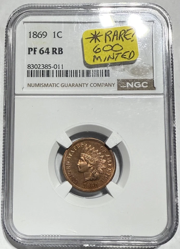 1869 Indian Head Cent Penny NGC PR64 PF64 RB *RARE ONLY 600 MINTED!!* TXCEWX - Image 1 of 4