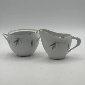 Cuenco de bambú vintage de tres coronas con diseño de crema y azúcar - Borde plateado - Imagen 1 de 10