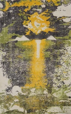 Nature Print Modern Abstract Oriental Rug Hand-knotted Oriental Carpet 5x7 - Image 1 of 4