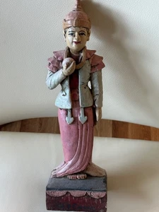 Antica statua birmana Nat Spirit legno intagliato scultura guardiano legno ALTA 14" - Foto 1 di 9