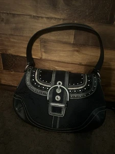 Coach F11517 Vintage Schultertasche Soho schwarz Signature C Canvas & Patchwork - Bild 1 von 11