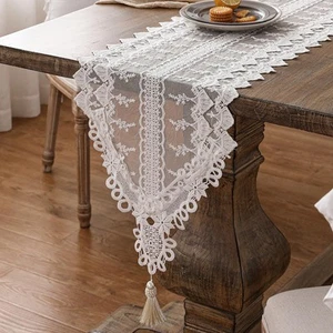 Designer Vintage White Lace Table Runner,Crochet Decorative Table Covers,Chif... - Picture 1 of 8
