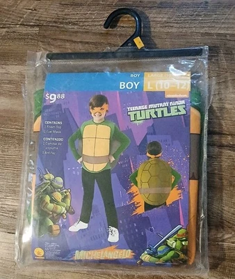 TMNT Adolescente Mutante Tortugas Ninja Halloween Niños Disfraz L 10-12 Miguel Ángel Foto 1 de 2