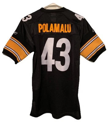 Camiseta deportiva cosida Reebok On Field juvenil Pittsburgh Steelers Polamalu #43 L 14-16 Foto 1 de 4