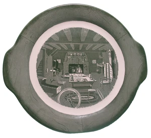 VTG Colonial Homestead by Royal Handled Serving Plate 10" Collectible Art Rustic - Picture 1 of 5