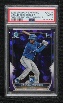 2023 Bowman Sapphire Edition Purple /25 Lizandro Rodriguez #BCP-47 PSA 9 MINT - Image 1 of 2