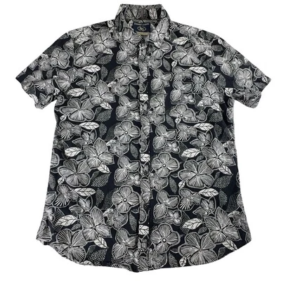 Camisa de vestir con botones XL grande negra blanca estampado floral Amongst Others Foto 1 de 4