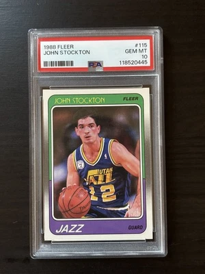 John Stockton 1988-89 Fleer Rookie #115 PSA 10 RC gema como nueva MT GRADO FRESCO Jazz Foto 1 de 2