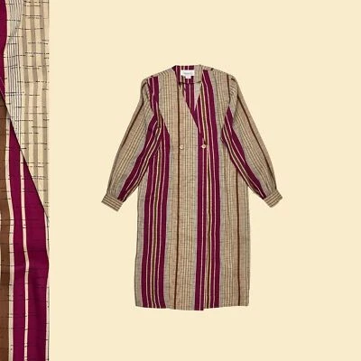 Vintage Argenti 70s/80s silk dress, size 10 midi magenta & beige geometric dress - Image 1 of 4