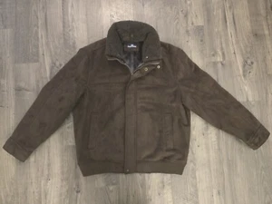 Dockers Premium Microfiber Suede Faux Fur Lined Dk Brown Jacket Coat Men's XL  - Picture 1 of 15
