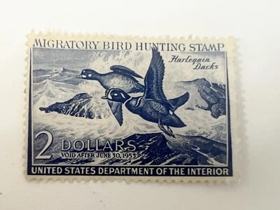 Vintage 1955 Migratory Bird Hunting Stamp Blue Rare - Image 1 of 4