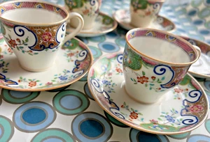 antiguo Minton B157 demitasse LOTE PLATILLO TAZA plato de colección juego imari oro rosa plato - Imagen 1 de 10