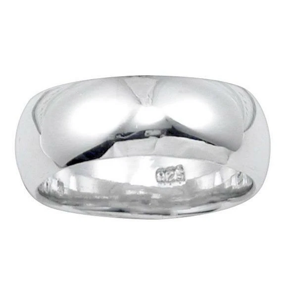 Anillo de boda clásico de plata de ley 925 maciza ancho de joyería 8 mm tamaño 16 Foto 1 de 1