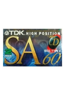 2 X TDK SA 60 IEC II/TYPE II HIGH POSITION 1995 BLANK CASSETTE TAPE SA-60EA2 - Photo 1/3