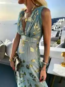 Damen Maxikleid Kleidung Kleidung Kleidung Freizeit Boho Party Bronzing Elegant Damenkleider - Bild 1 von 12